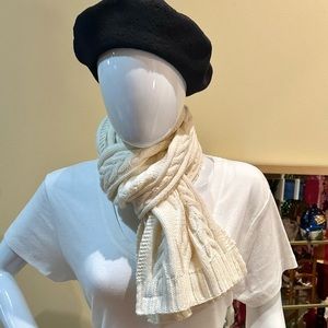VTG 1980s Cream Acrylic Fisherman Knit Scarf by Aris
